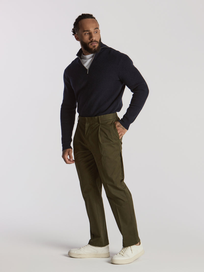 Zeus Cotton Trousers - Olive