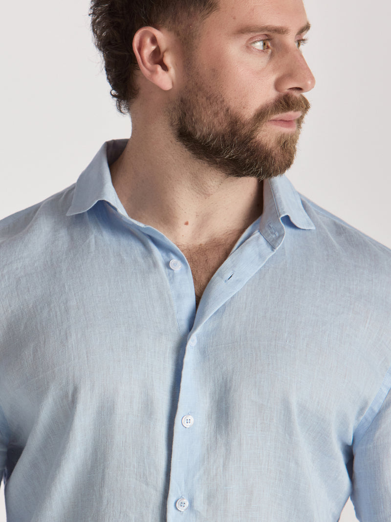Hercules Linen Shirt - Light Blue