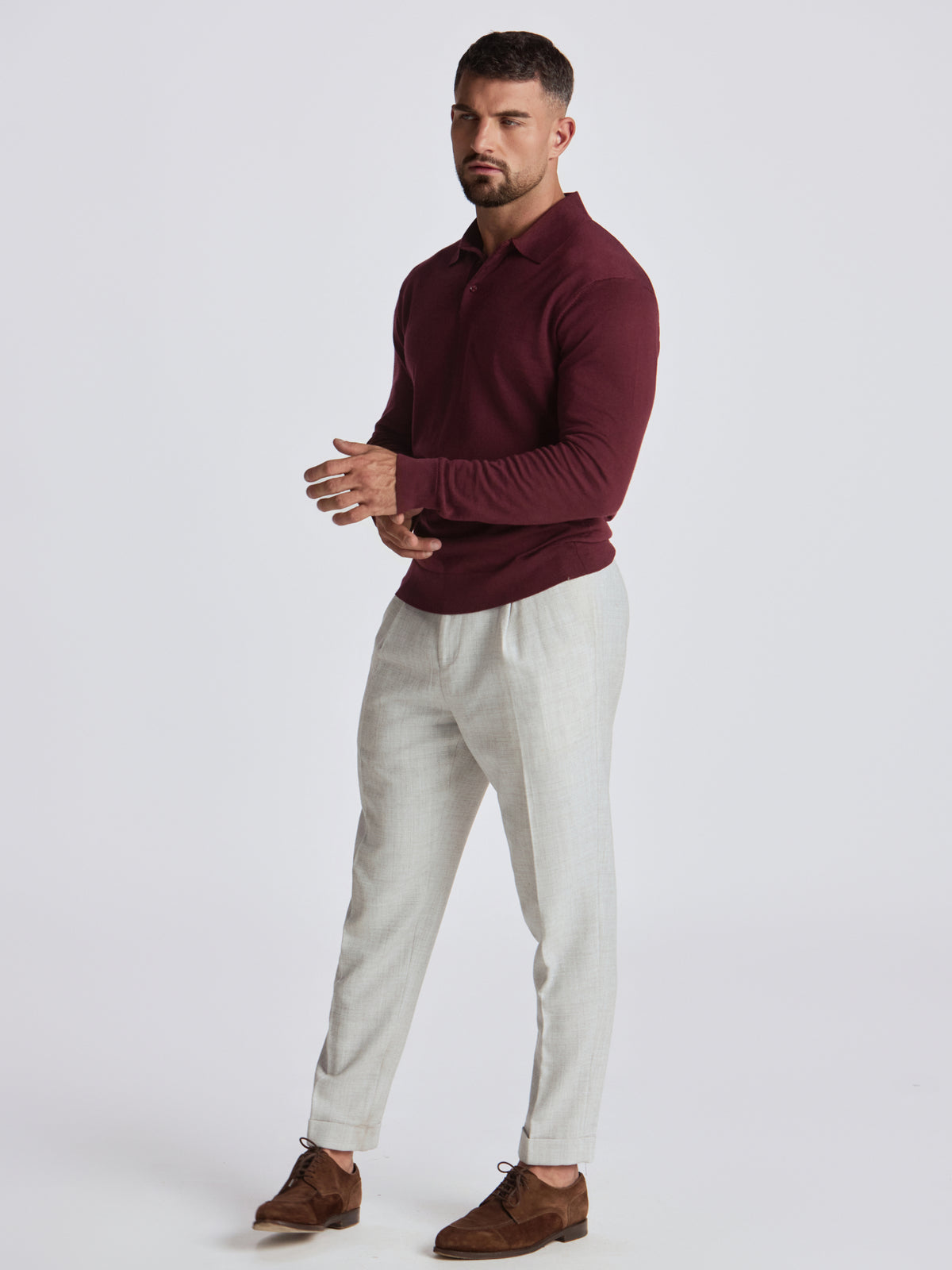 Apollo Merino Wool Polo - Burgundy