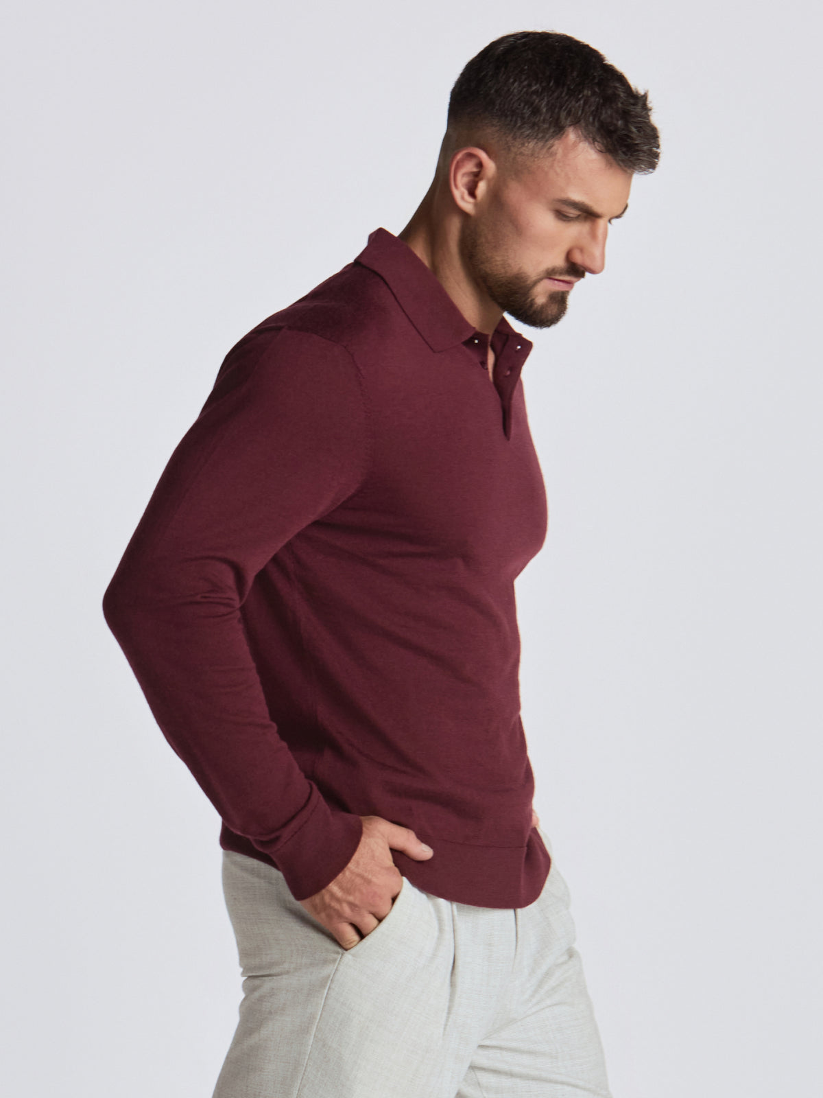 Apollo Merino Wool Polo - Burgundy