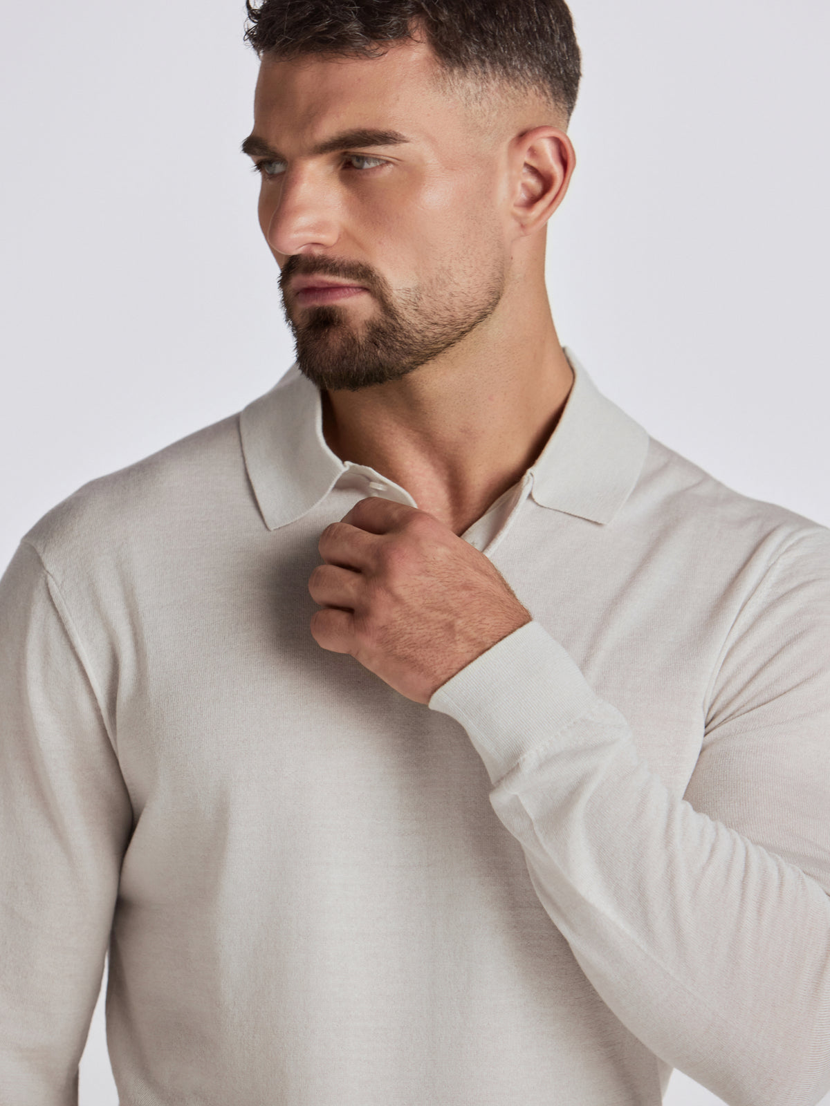 Apollo Merino Wool Polo - Stone Mouline