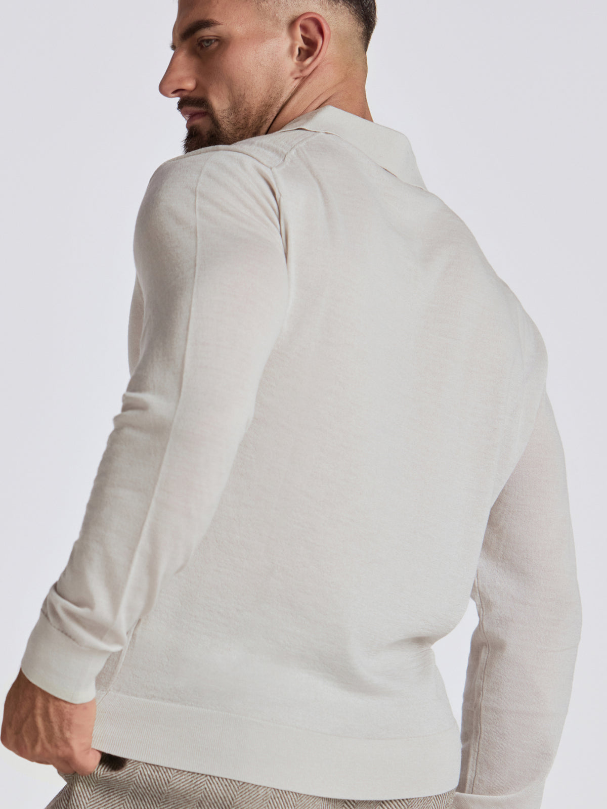 Apollo Merino Wool Polo - Stone Mouline