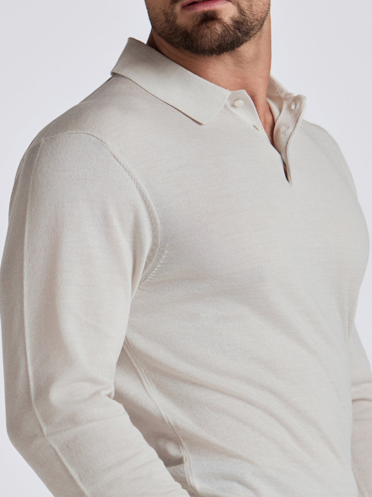 Apollo Merino Wool Polo - Stone Mouline