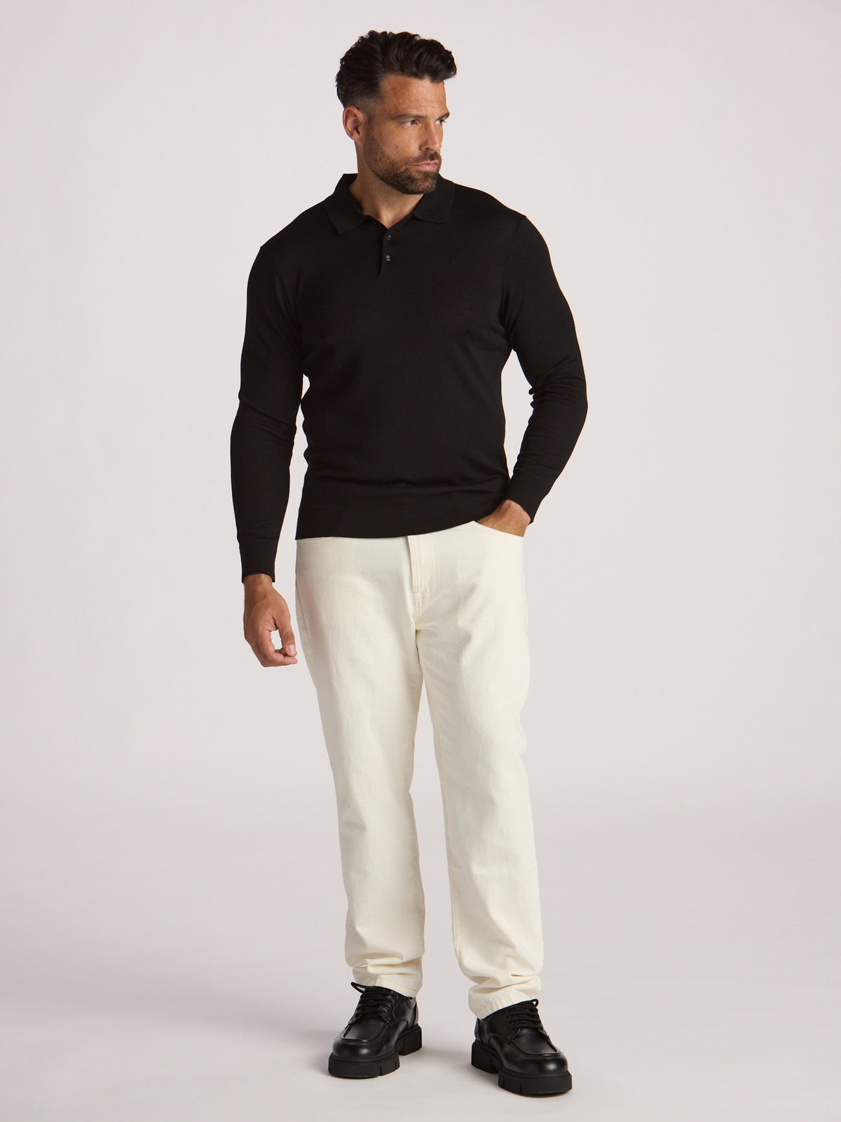 Hercules Merino Wool Polo - Black