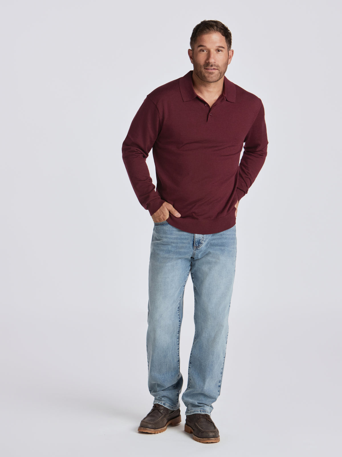 Hercules Merino Wool Polo - Burgundy