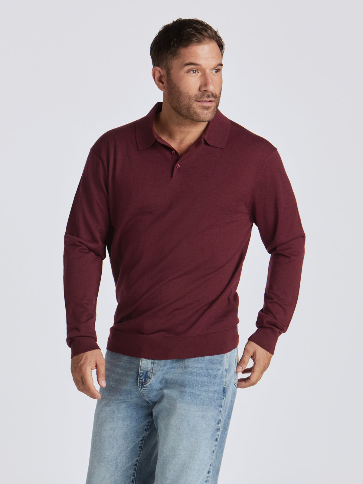 Hercules Merino Wool Polo - Burgundy