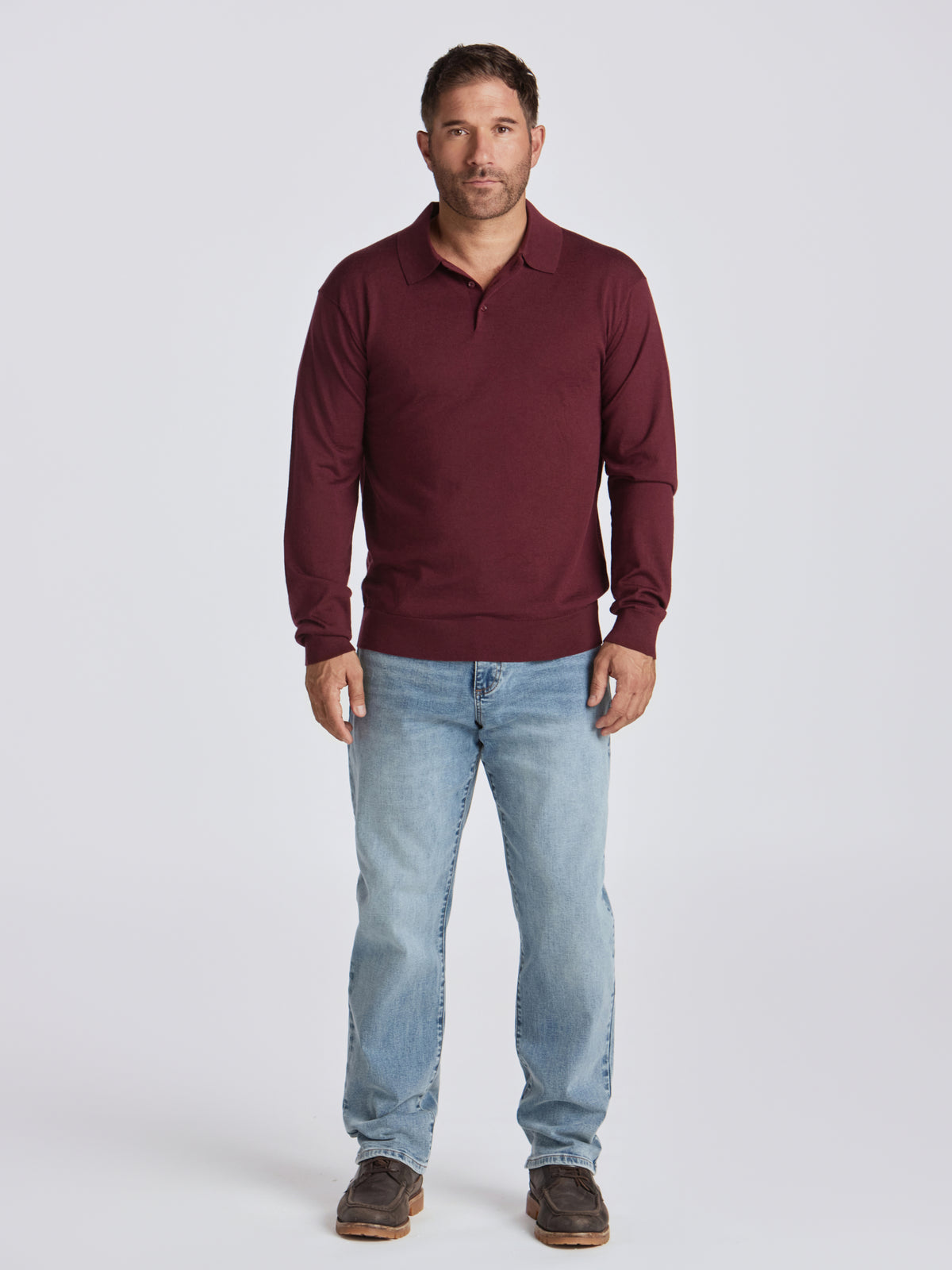 Hercules Merino Wool Polo - Burgundy