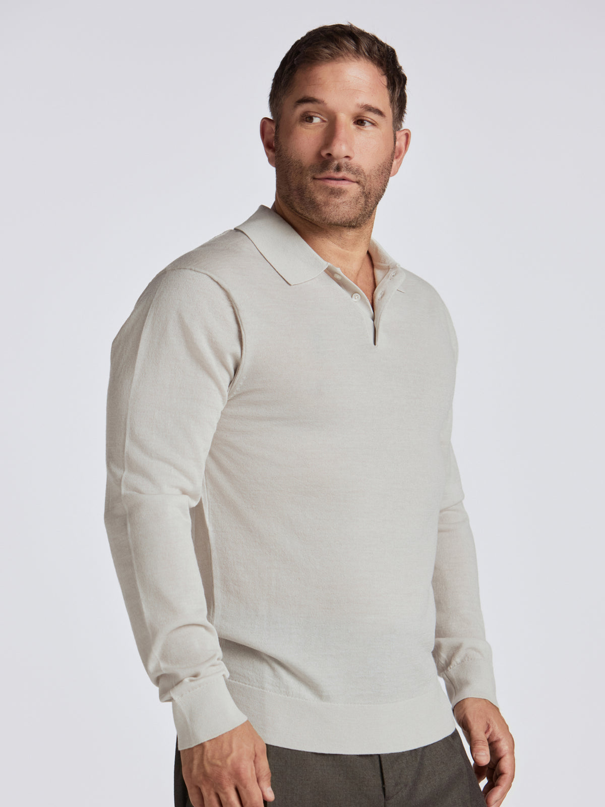 Hercules Merino Wool Polo - Stone Mouline