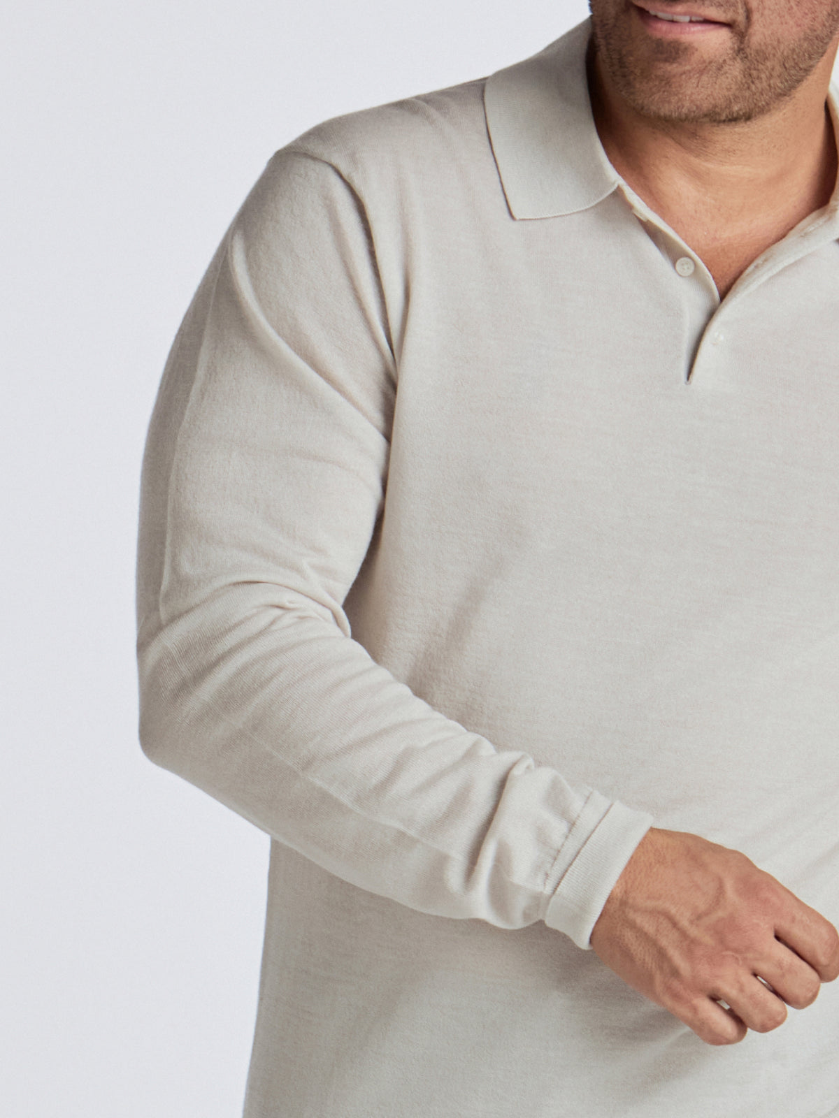 Hercules Merino Wool Polo - Stone Mouline