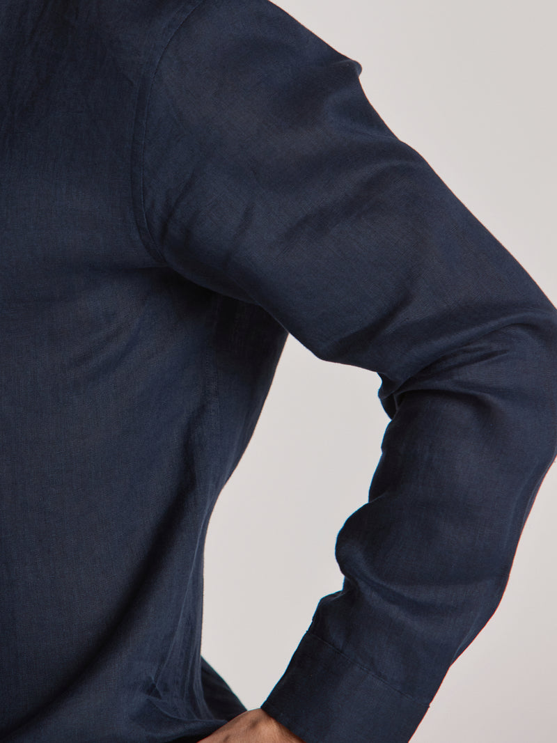 Poseidon Linen Shirt - Navy