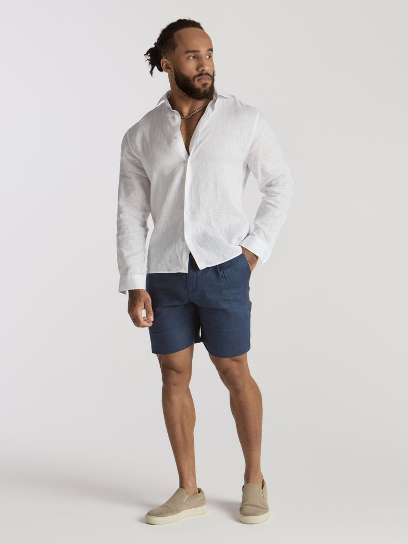 Zeus Linen Shorts - Navy