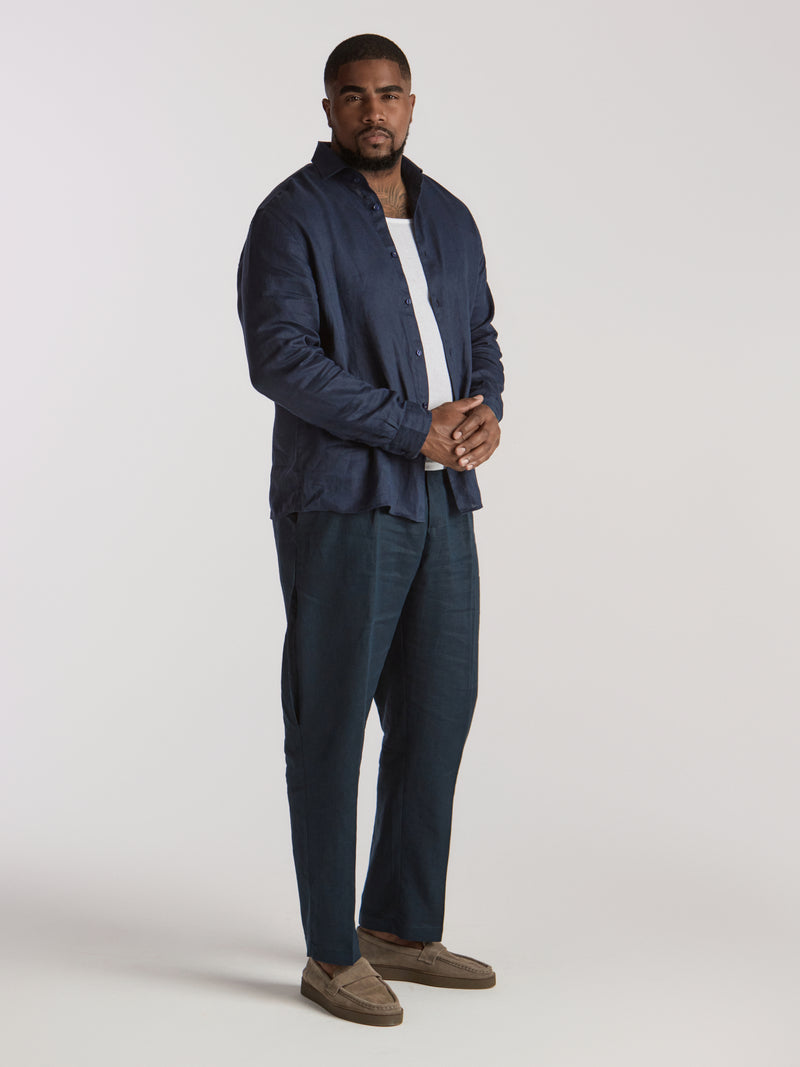Hercules Linen Trousers - Navy