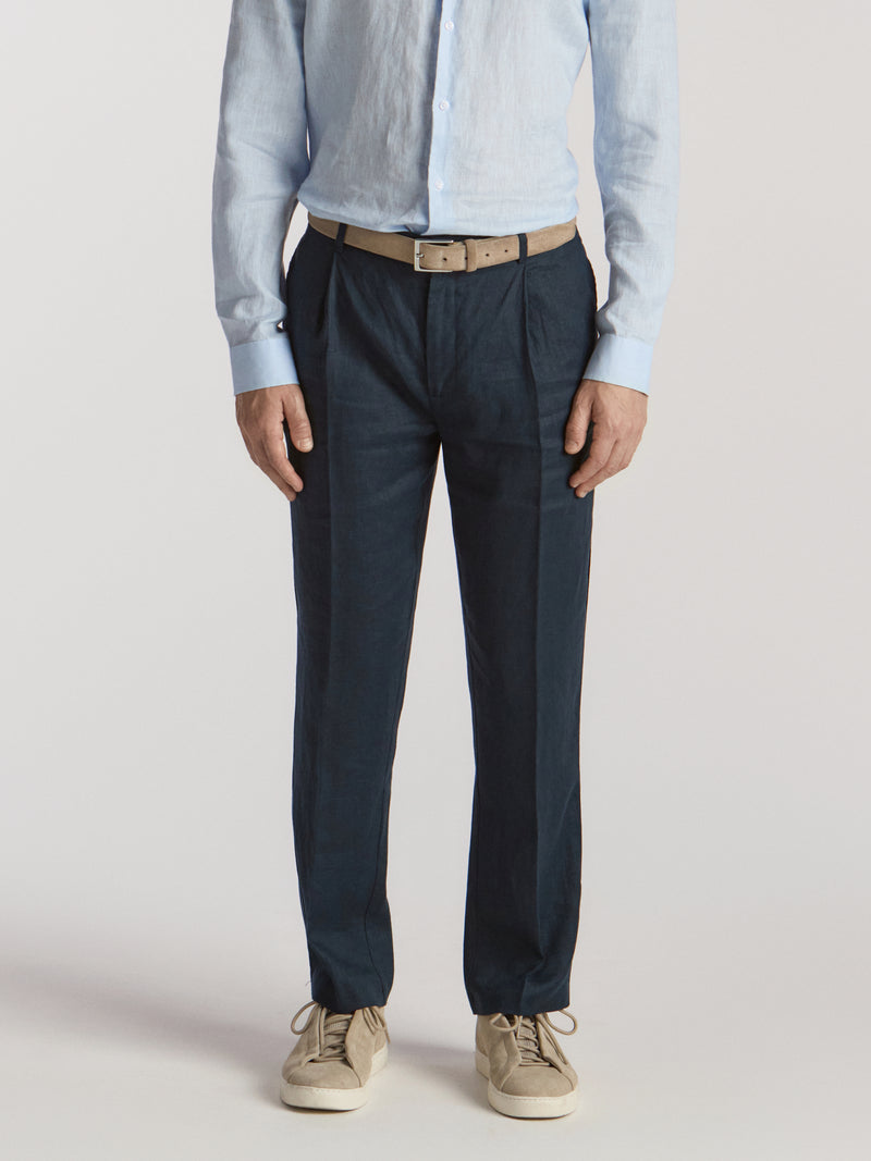 Poseidon/Apollo Linen Trousers - Navy