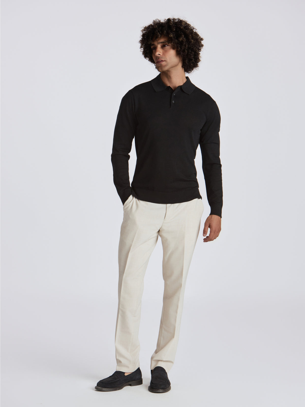 Poseidon Merino Wool Polo - Black