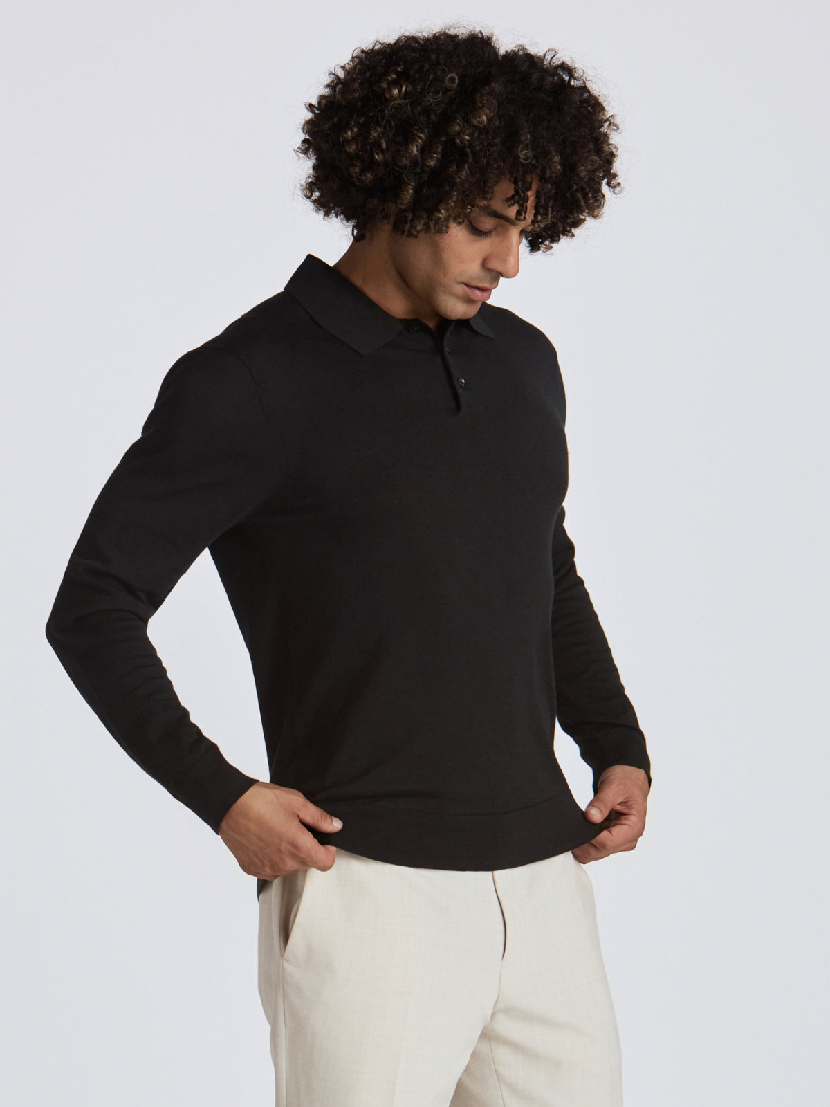 Poseidon Merino Wool Polo - Black