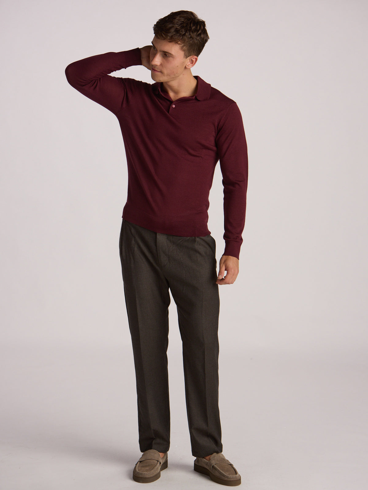 Poseidon Merino Wool Polo - Burgundy