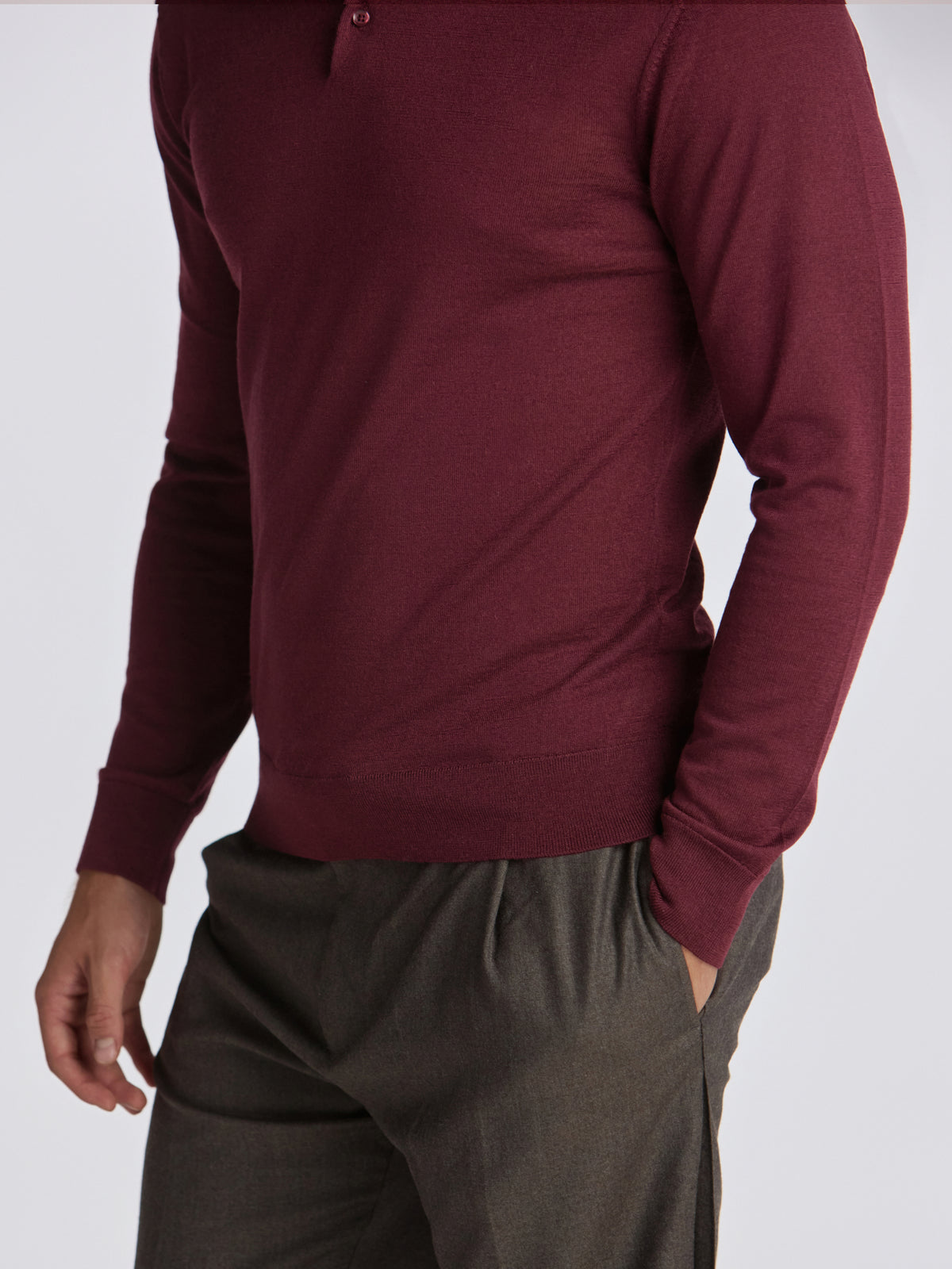 Poseidon Merino Wool Polo - Burgundy