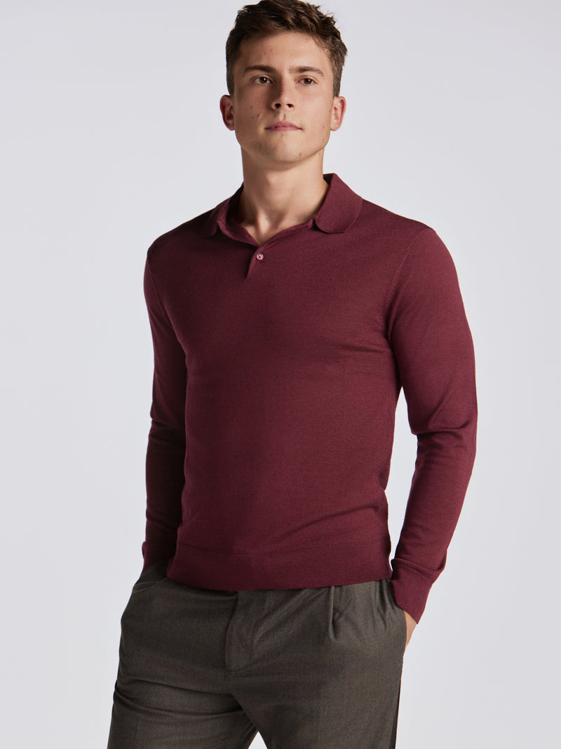 Poseidon Merino Wool Polo - Burgundy