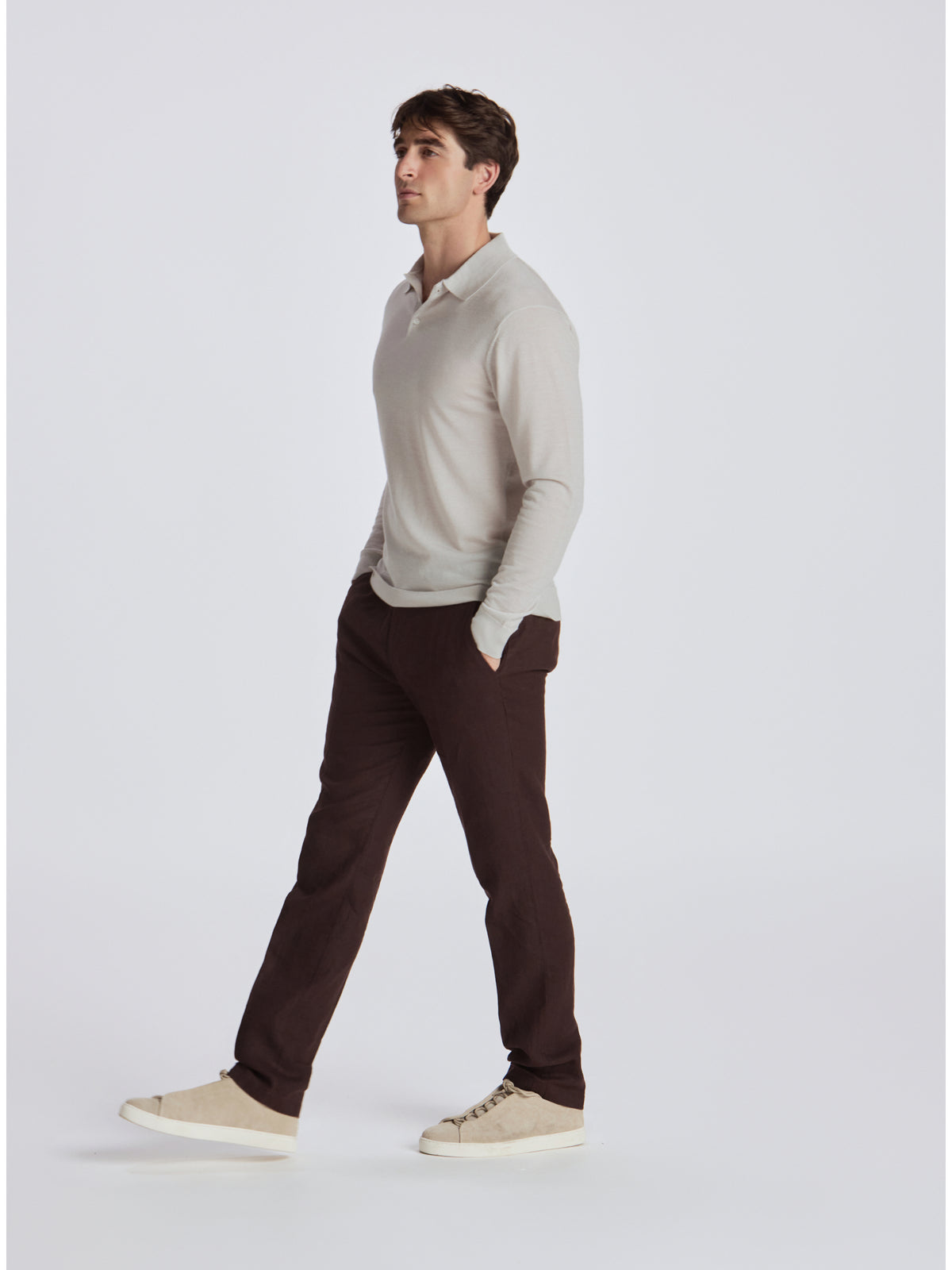 Poseidon Merino Wool Polo - Stone Mouline