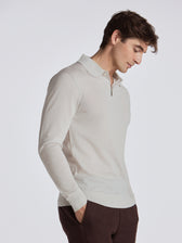 Poseidon Merino Wool Polo - Stone Mouline