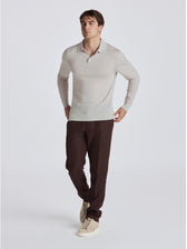 Poseidon Merino Wool Polo - Stone Mouline
