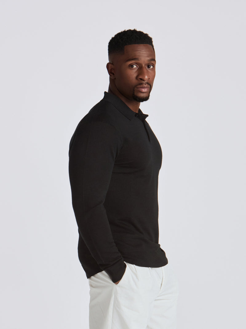 Zeus Merino Wool Polo - Black
