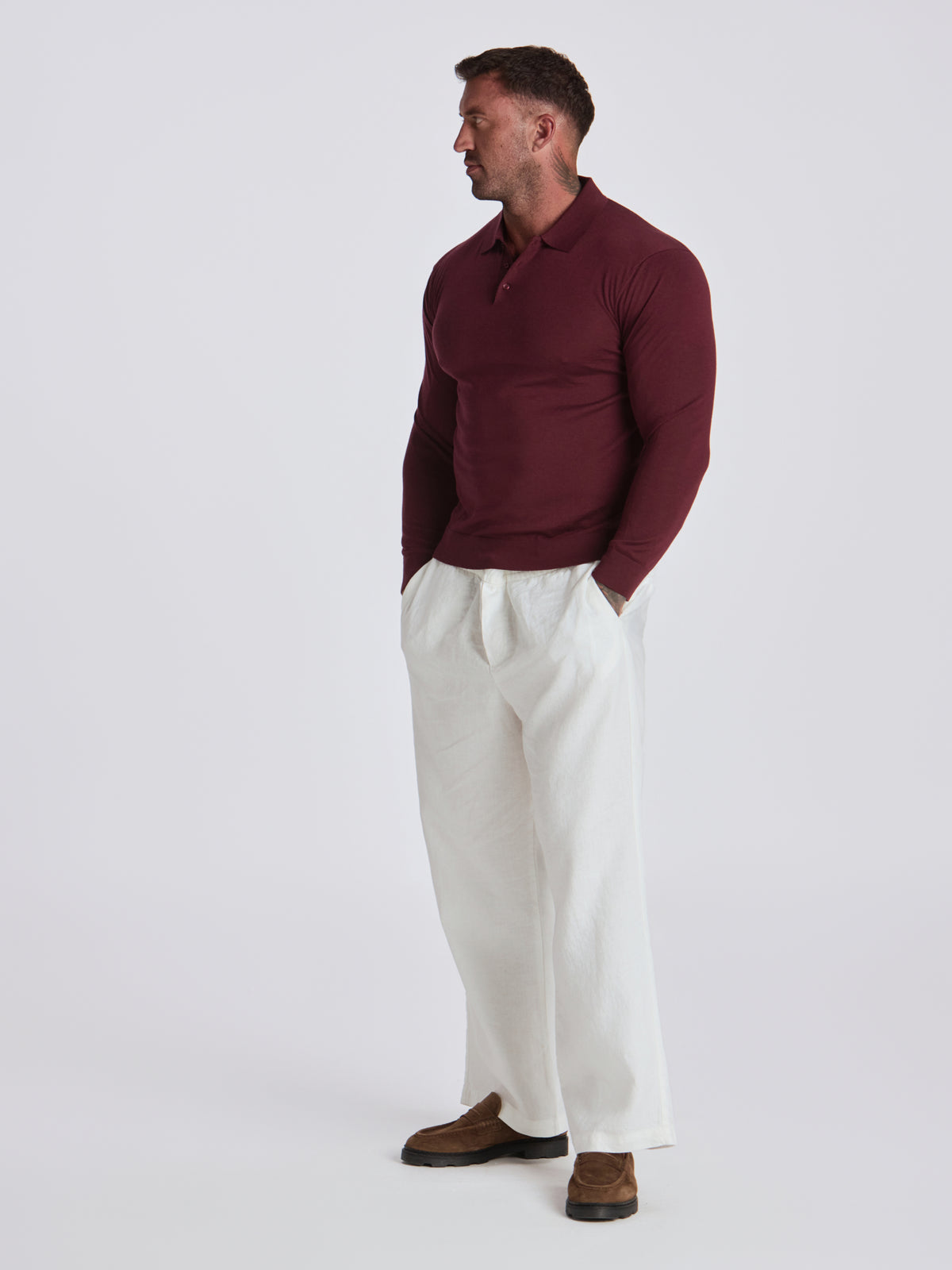 Zeus Merino Wool Polo - Burgundy