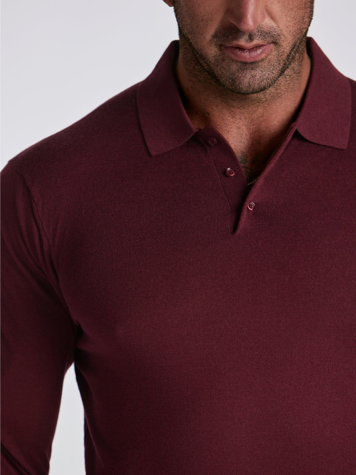 Zeus Merino Wool Polo - Burgundy