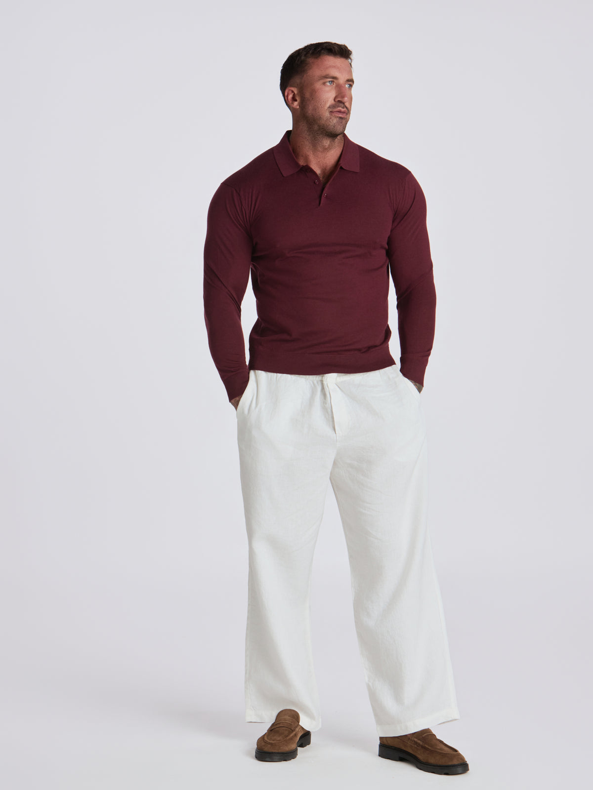 Zeus Merino Wool Polo - Burgundy