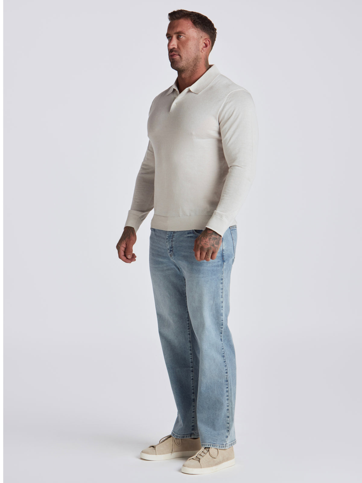 Zeus Merino Wool Polo - Stone Mouline