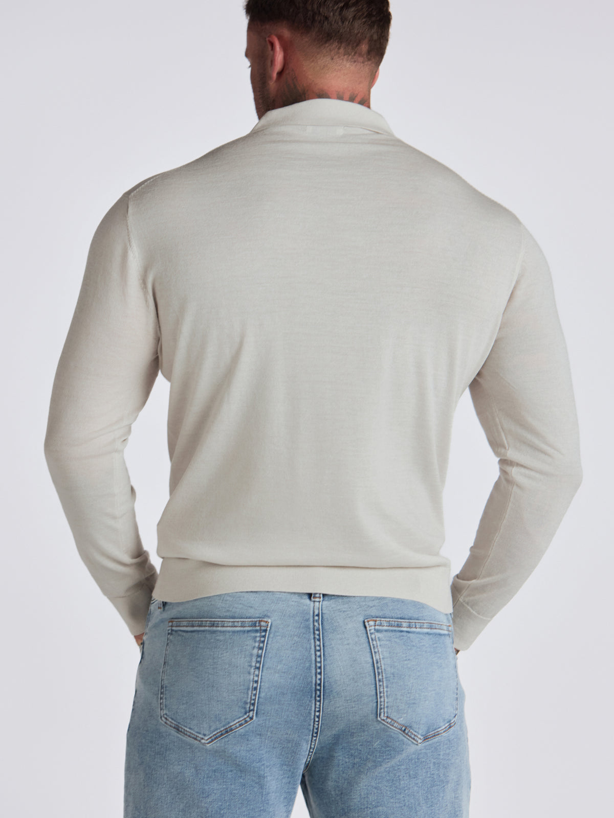Zeus Merino Wool Polo - Stone Mouline