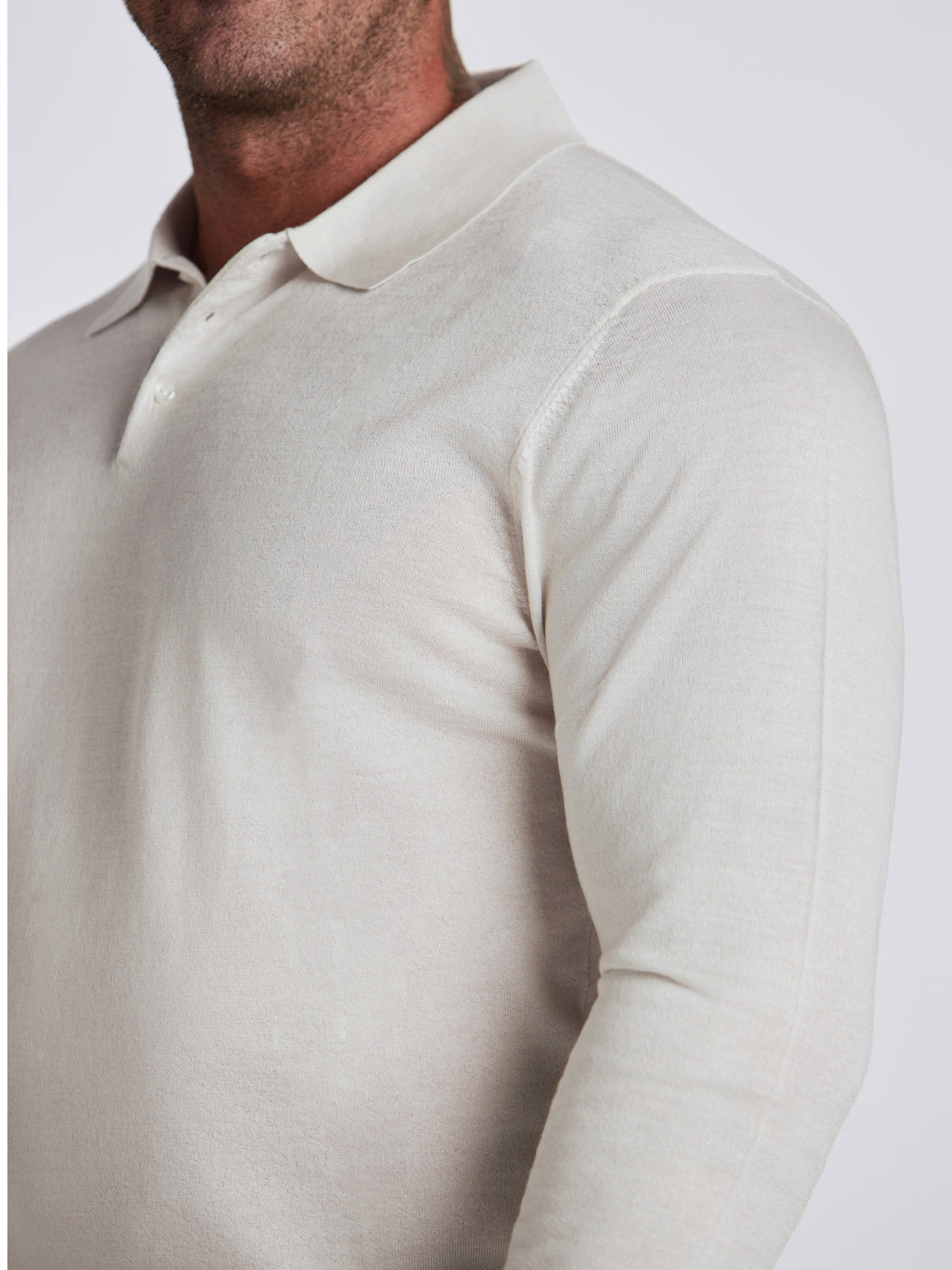 Zeus Merino Wool Polo - Stone Mouline